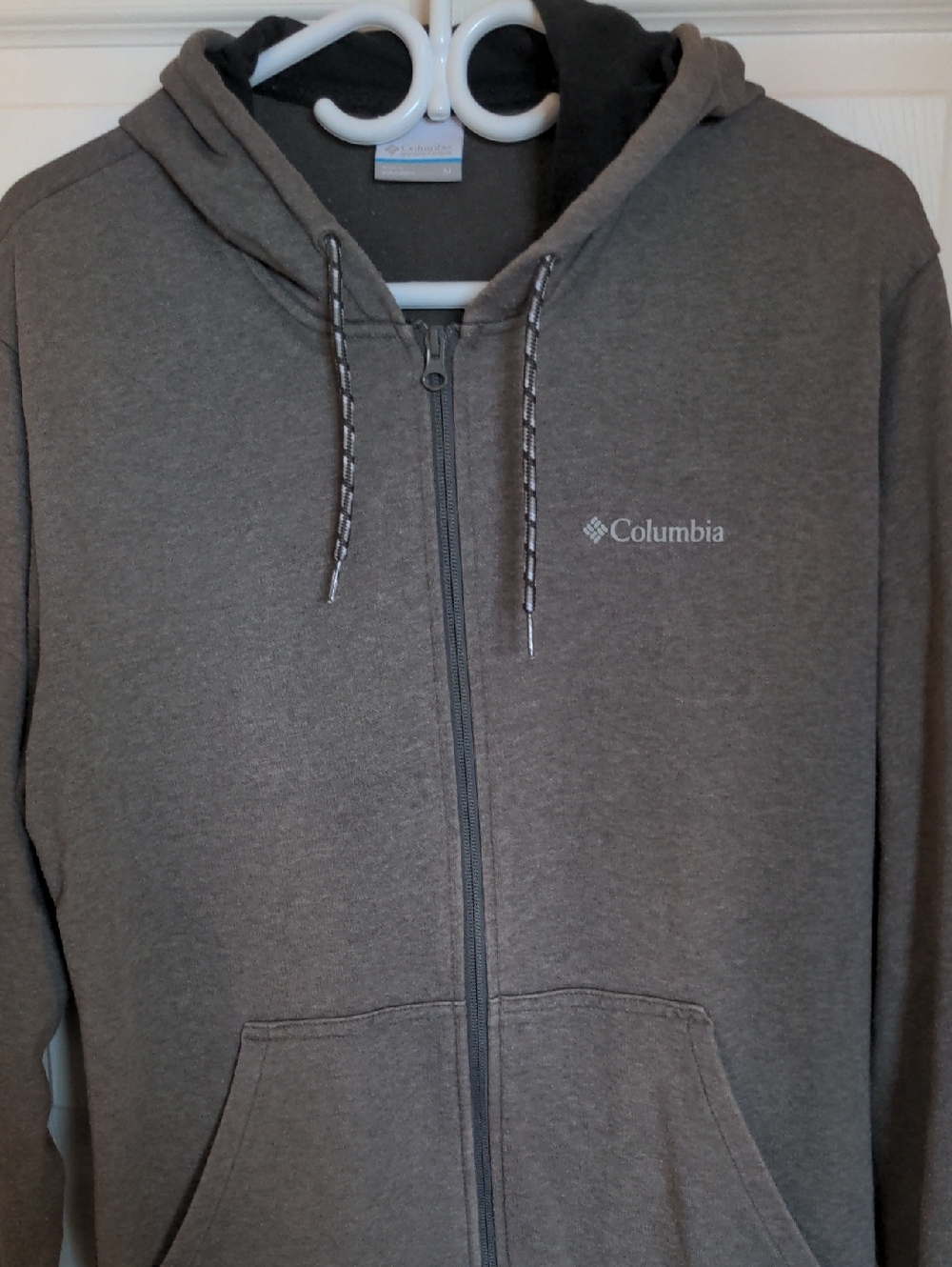 Columbia Zip-Up Hoodie in Heather Gray / brown